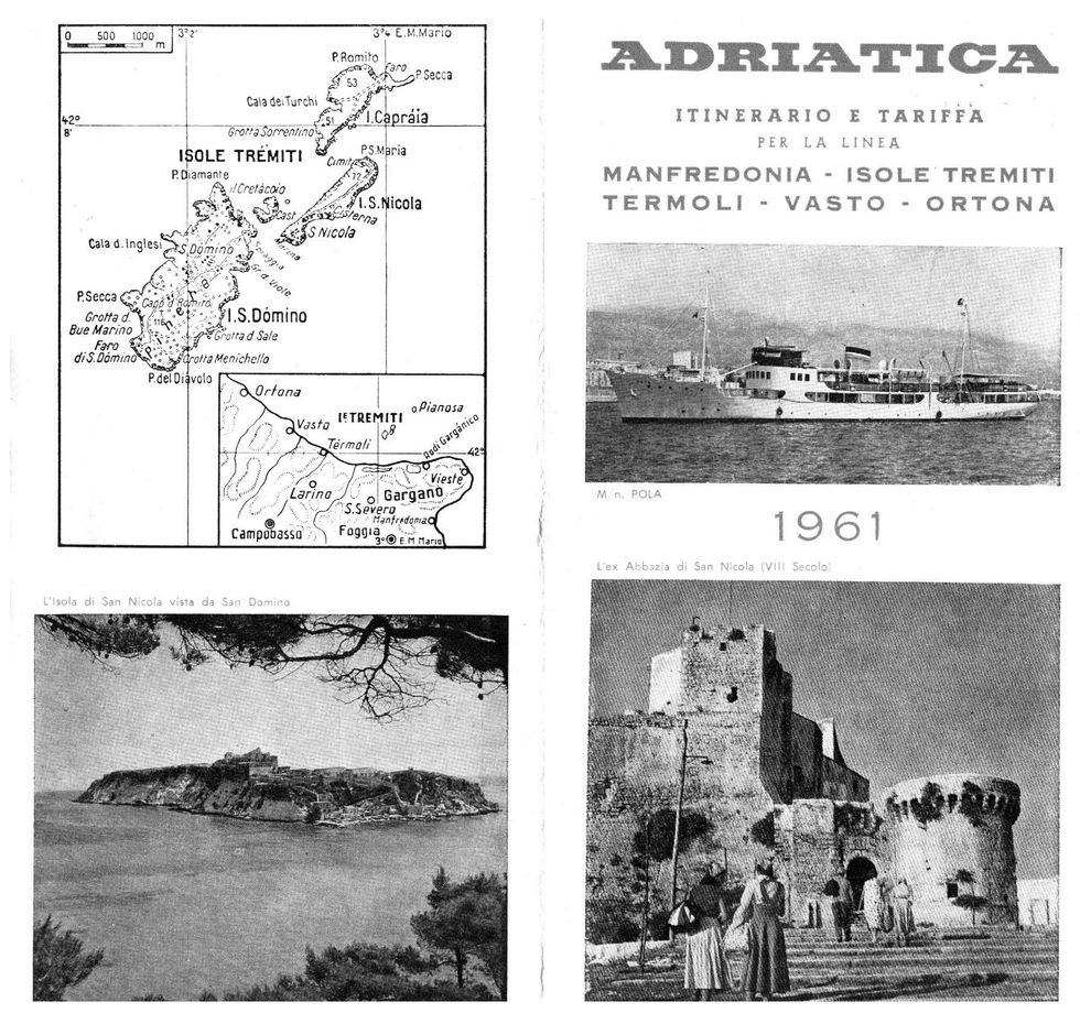 1961 Navigazione ADRIATICA Motonave AUSONIA Menù Stampa Spello VILLA ROSI 